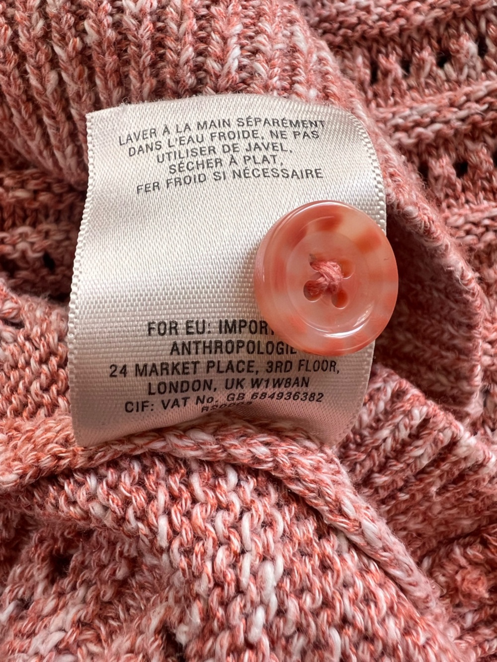 Moth by Anthropologie Pink Knit Sweater Back Button Cottagecore Top Medium - Picture 5 of 9